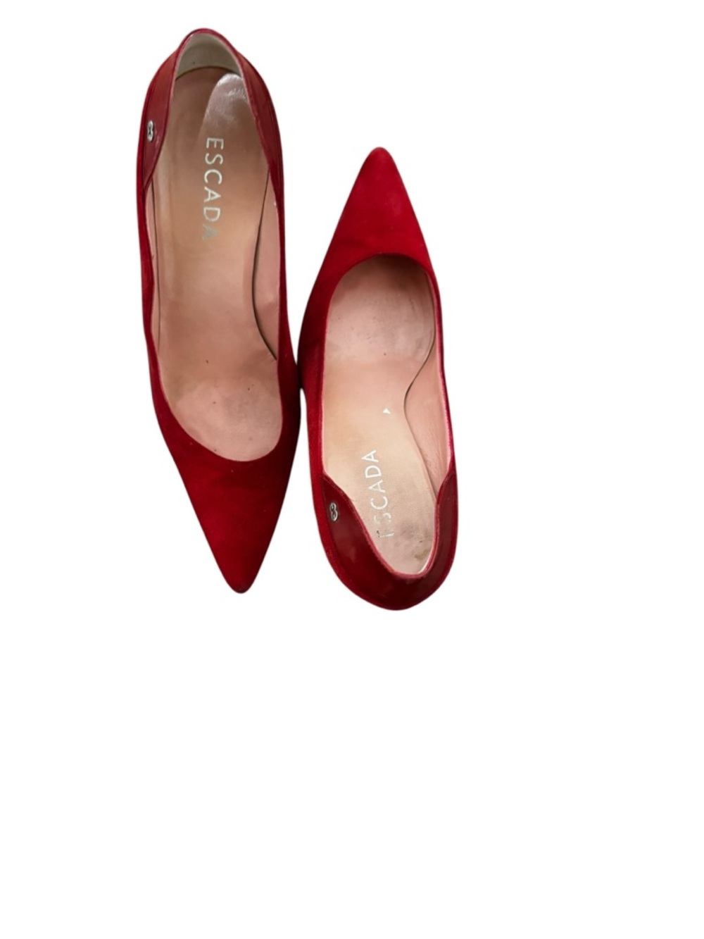 Escada Red Suede Pointed-Toe Women's Pumps - Picture 4 of 9